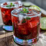 Watermelon Mint Vodka Spritz Mocktail in a tall glass with ice, fresh mint leaves, and a lime slice, ready to serve.
