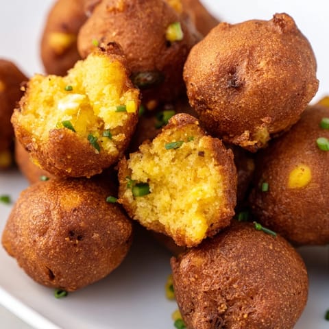 Golden-brown hushpuppies arranged around a small bowl of tartar sauce for dipping.