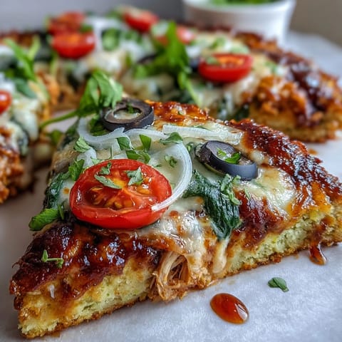 A cheesy Broccoli Chicken Crust Pizza, baked golden, perfect for a healthy dinner.