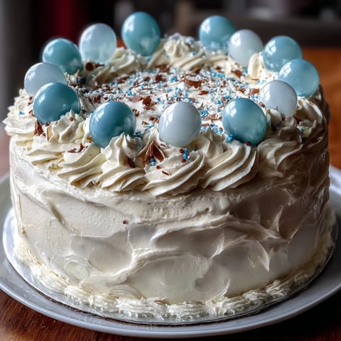 Simple Graduation Cake: Two-Tier with Balloon Toppers, a festive dessert featuring vanilla sponge and buttercream frosting, topped with colorful balloon decorations.