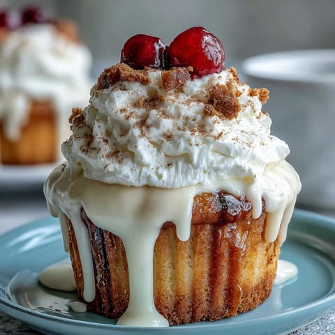 Delicate cupcakes drenched in sweetened condensed and evaporated milk, finished with airy whipped cream, perfect for Mexican dessert celebrations.