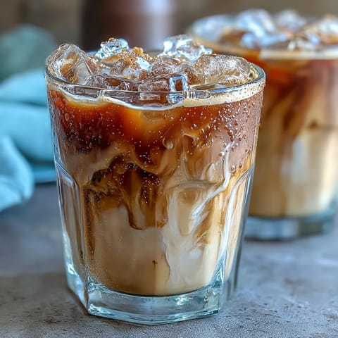A creamy iced espresso drink with brown sugar syrup and oat milk, shaken until frothy and served over ice.