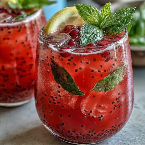 Vibrant dragon fruit lemonade with chia seeds, a sweet and tangy thirst quencher.