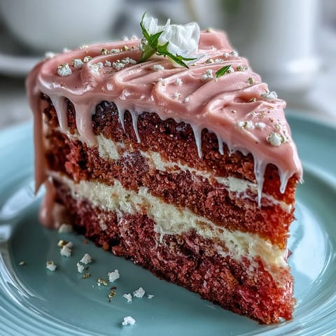 A festive Bridal Shower Rosé Velvet Cake, artfully adorned with shimmering gold.