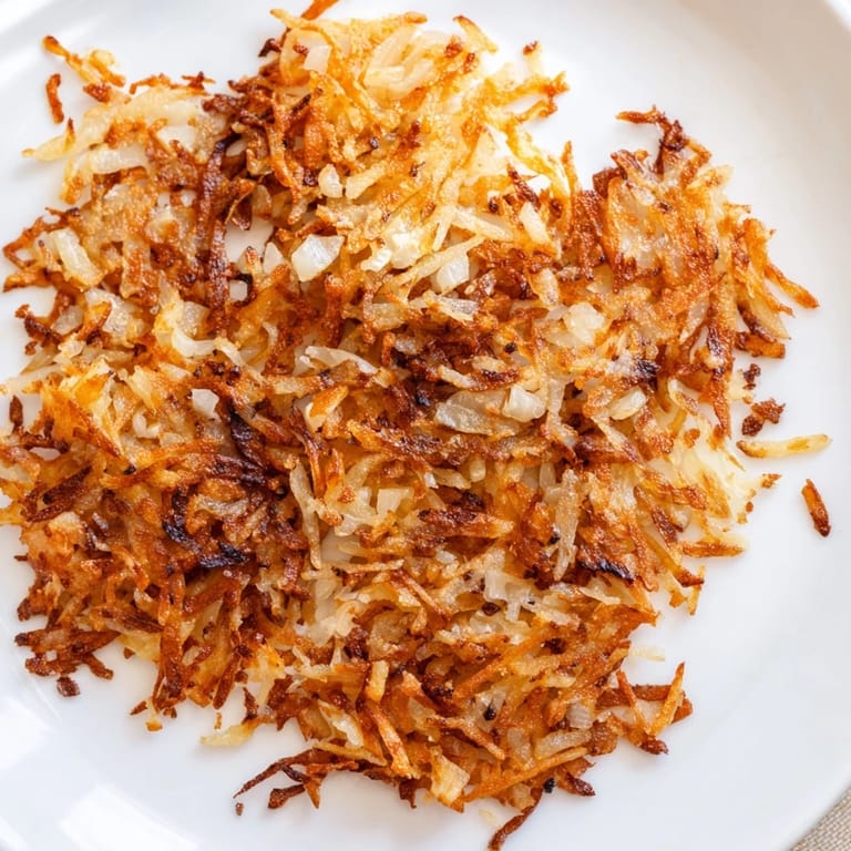 Squeezed-dry russet potatoes pan-fried into golden Hash Browns, perfect alongside eggs and bacon for brunch.