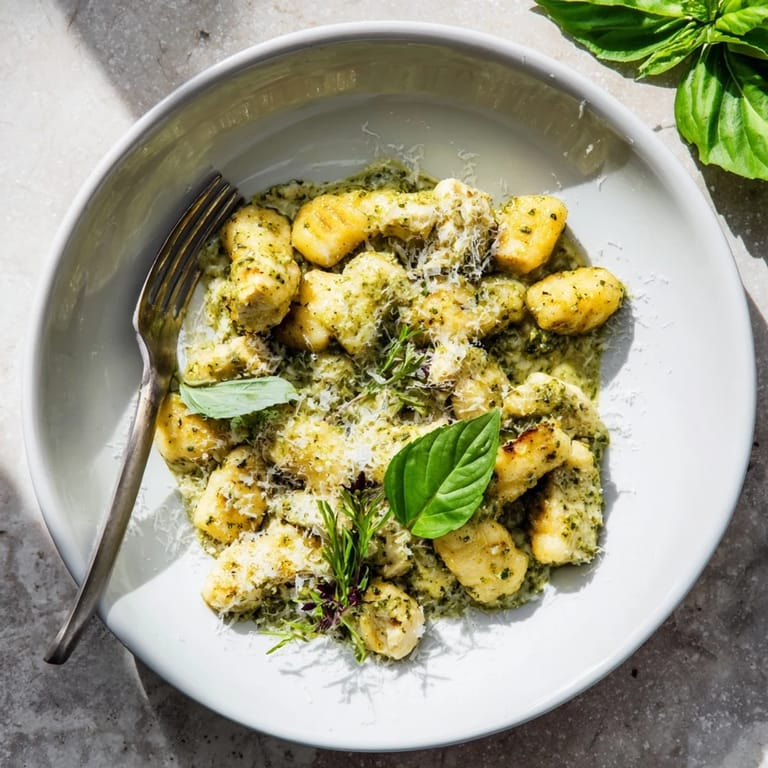Weeknight Italian comfort: creamy pesto gnocchi with juicy chicken, ready in 35 minutes and family-friendly.