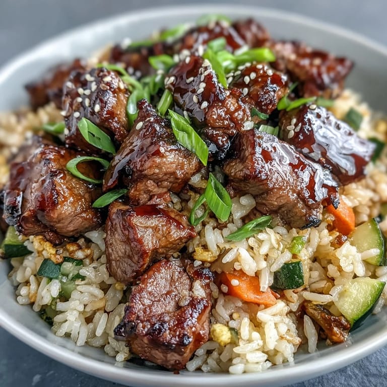 Savory hibachi steak alongside fluffy fried rice, ready in minutes.