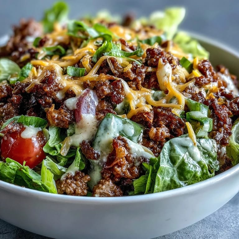 Deconstructed Big Mac in a Bowl: A quick, satisfying bowl with pickles, cheese, and special sauce.