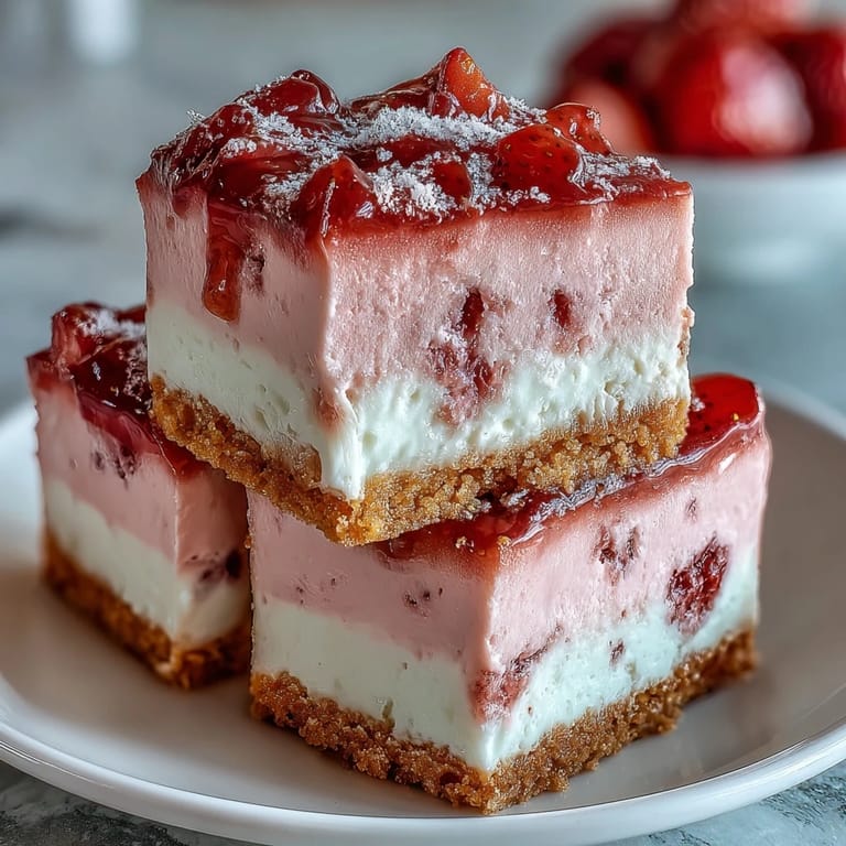 Tangy strawberry lemonade filling atop crisp shortbread crust, these bars are a stunning, flavorful treat that combines the best of citrus and berry in one bite.
