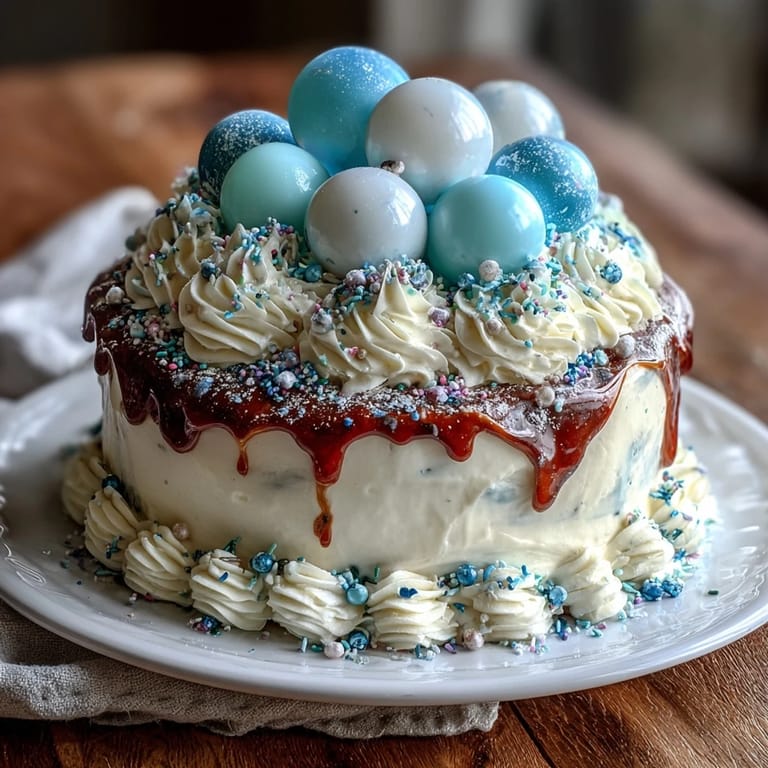 Elegant two-tier Simple Graduation Cake with vanilla sponge layers, creamy buttercream frosting, and playful balloon cake toppers for a celebratory touch.
