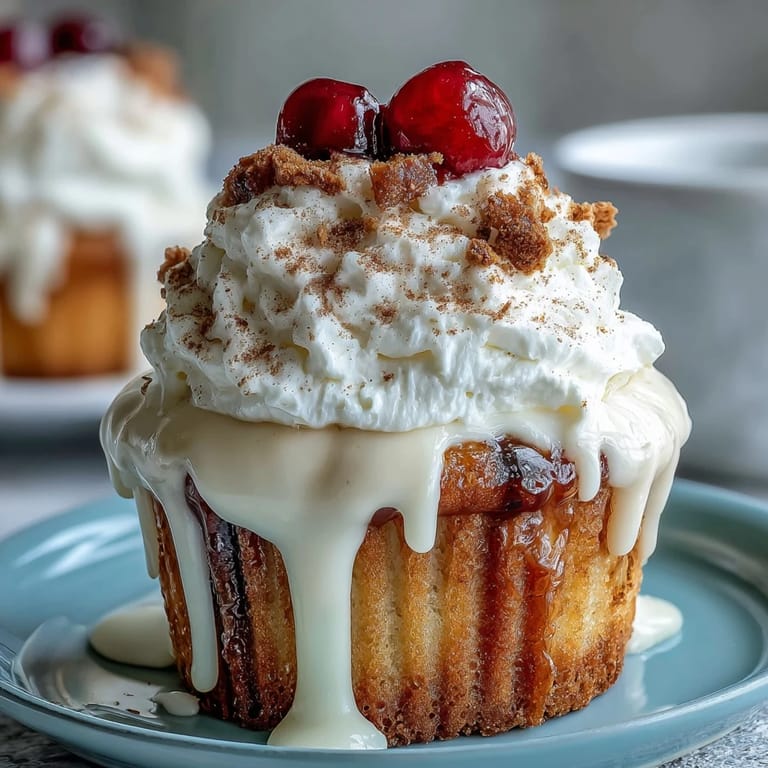 Delicate cupcakes drenched in sweetened condensed and evaporated milk, finished with airy whipped cream, perfect for Mexican dessert celebrations.