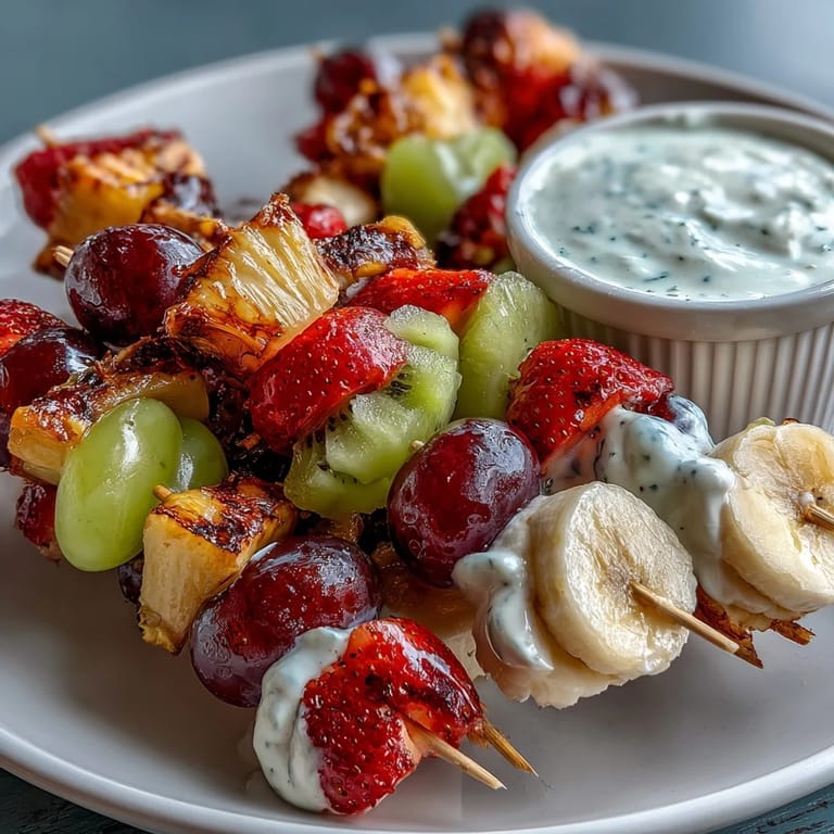 Playful fruit and sandwich bento box with skewers and dip, ideal for school lunches or picnics.