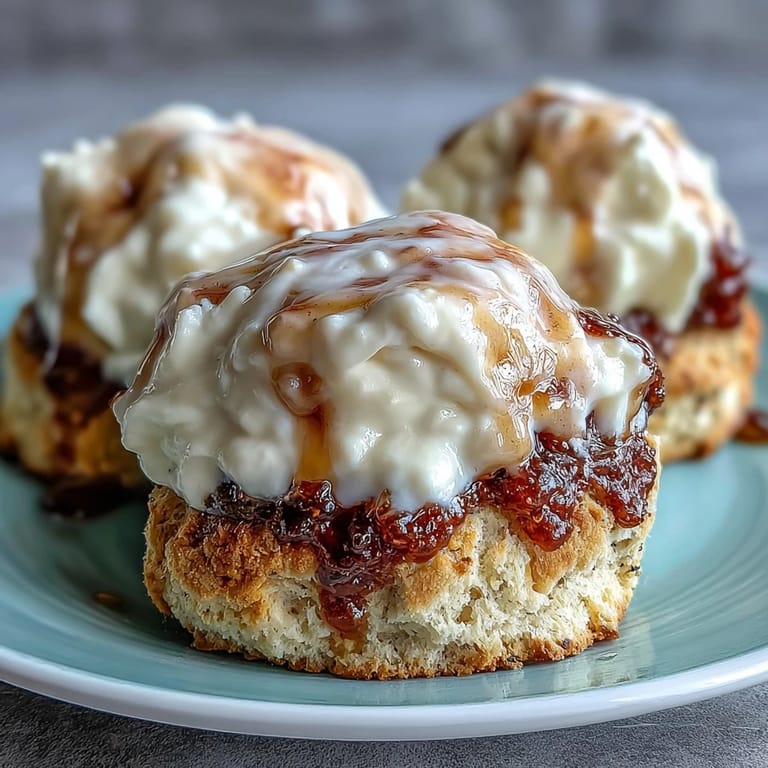 Warm scones made with dandelion honey, served with a generous dollop of clotted cream—perfect for afternoon tea.