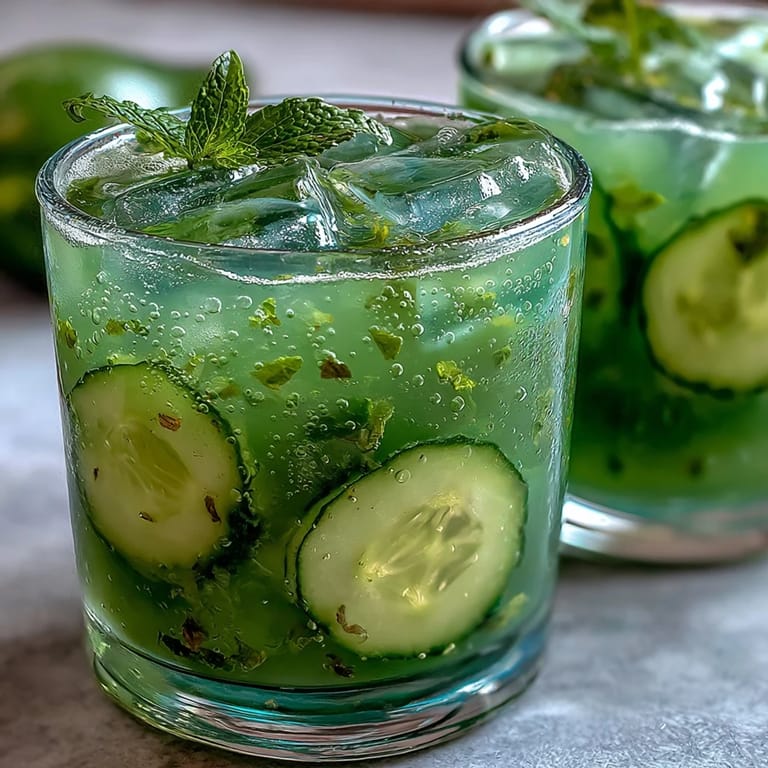 Bright Green Detox Cucumber Mint Agua Fresca, a healthy, hydrating Mexican-inspired drink.