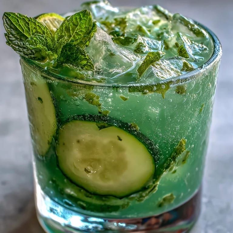 Cooling Green Detox Cucumber Mint Agua Fresca, ready to serve chilled.