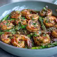 One-pan lemon garlic shrimp and asparagus with bright citrus flavor and tender roasted vegetables.