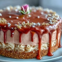 Elegant pink Rosé Velvet Cake with glistening gold drip cascade.
